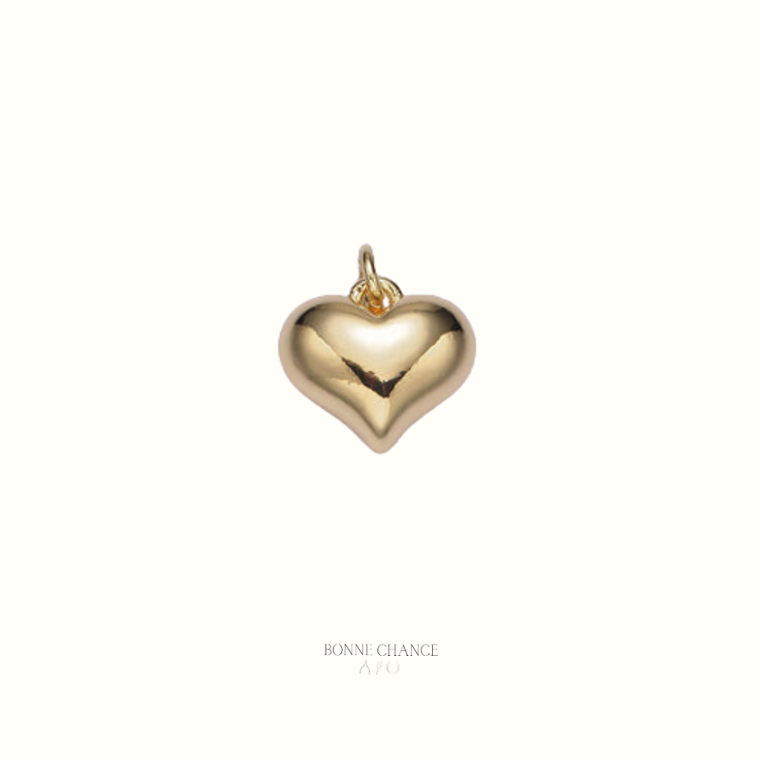 Gold Puff Heart Charm